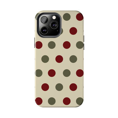 Red & Green Polka Dots on Cream – iPhone Case