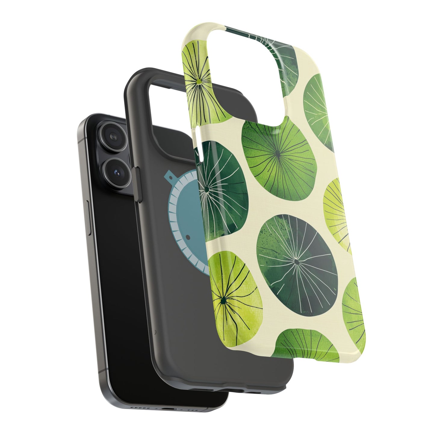 Watercolor Lily Pads MagSafe iPhone Case – Shockproof, Matte Finish, Dual-Layer Protection