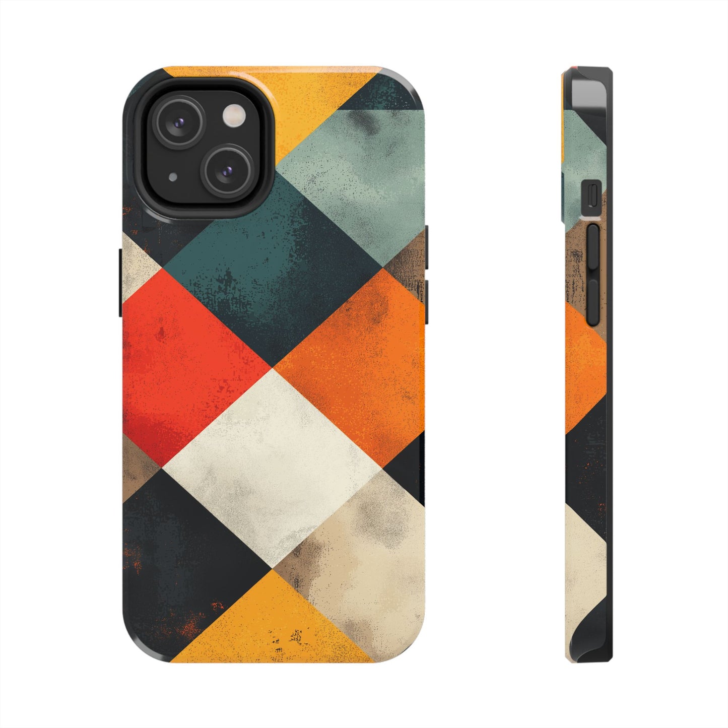 Geometric Retro iPhone  Case - Colorful Checkered Protective Cover