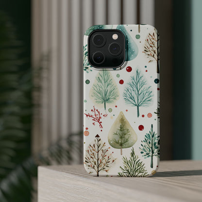 Watercolor Winter Trees MagSafe iPhone Case – Nature-Inspired, Holiday Theme Protective Cover