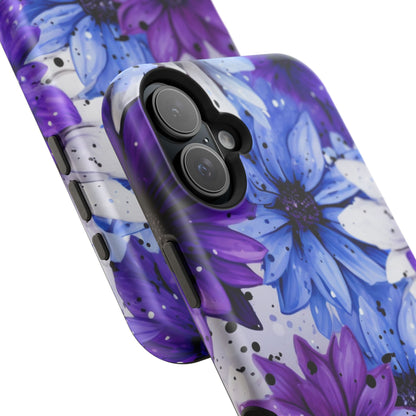 Vibrant Purple & Blue Floral Splash - MagSafe iPhone Series Case