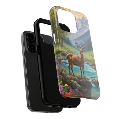 Alpine Serenity – Stag in Mountain Bliss iPhone Cases