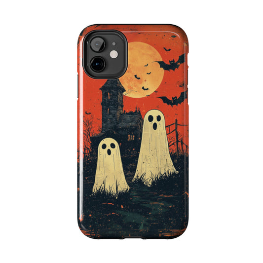 Haunted House & Ghosts iPhone Case – Spooky Halloween Full Moon Design