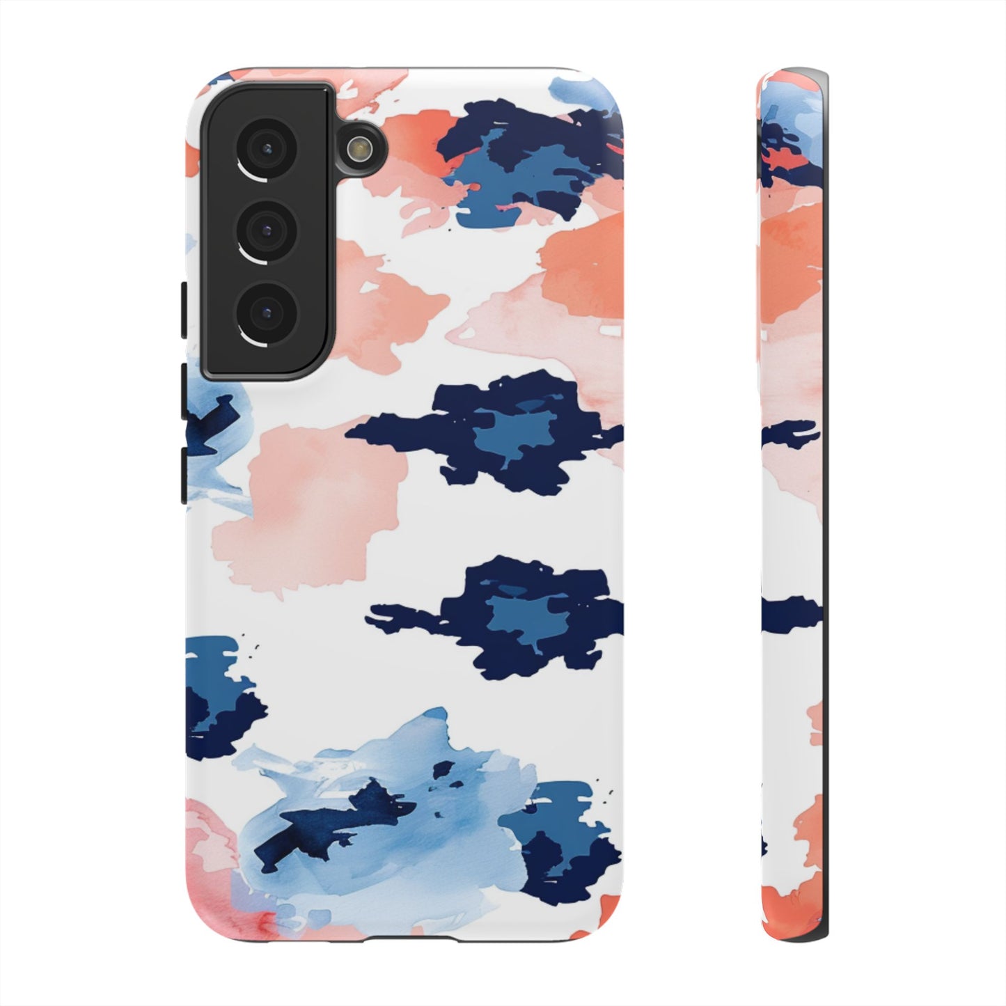 Abstract Coral & Navy Watercolor Design – Samsung Galaxy Case