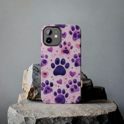 Purple Paw Print iPhone Case - Playful Pet Lover’s Protective Cover