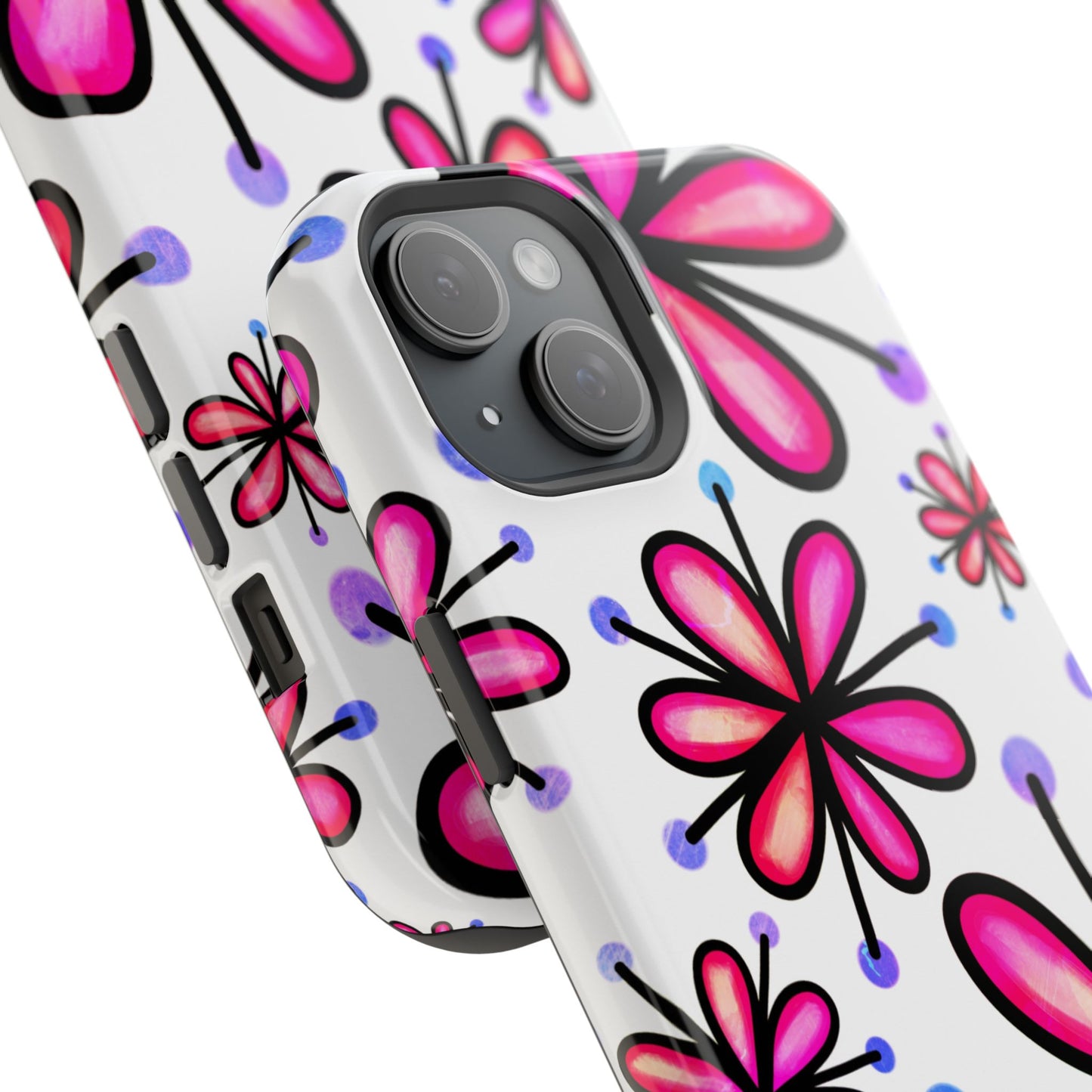 Pink Retro Bloom MagSafe iPhone Case – Ultra-Slim Design, Glossy Finish