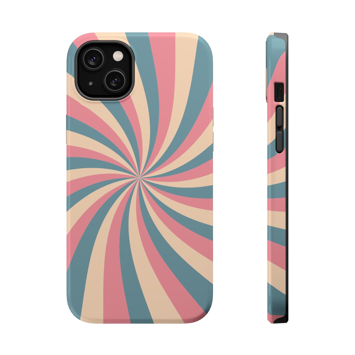 Vintage Pastel Swirl MagSafe iPhone Case – Dual-Layer Protection with 70s-Inspired Design