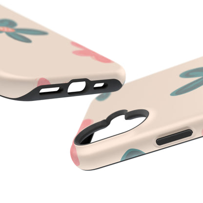 Vintage Floral Tough MagSafe iPhone Case – Soft Matte Finish with Dual-Layer Protection