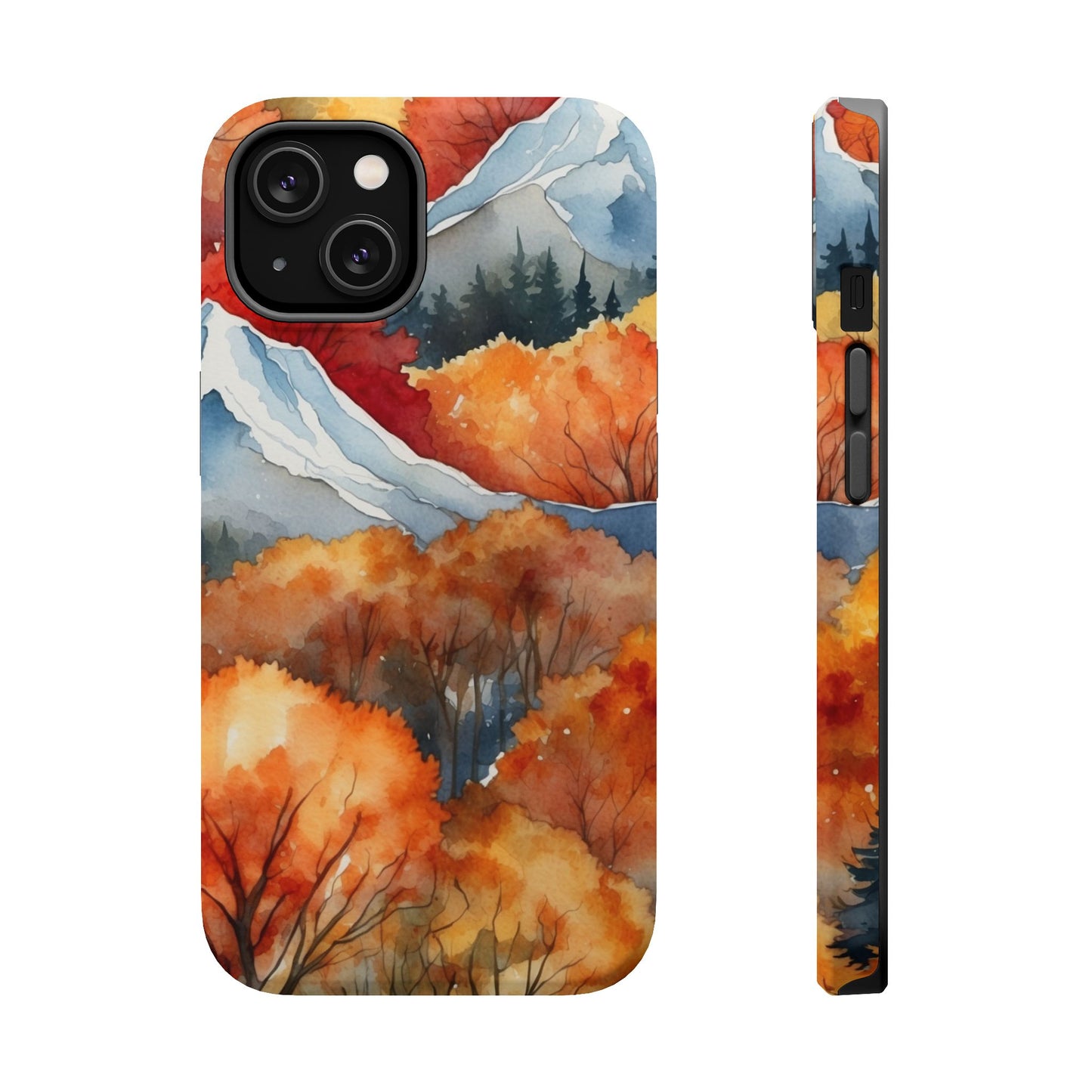 Autumn Mountain Forest Watercolor - MagSafe iPhone Case