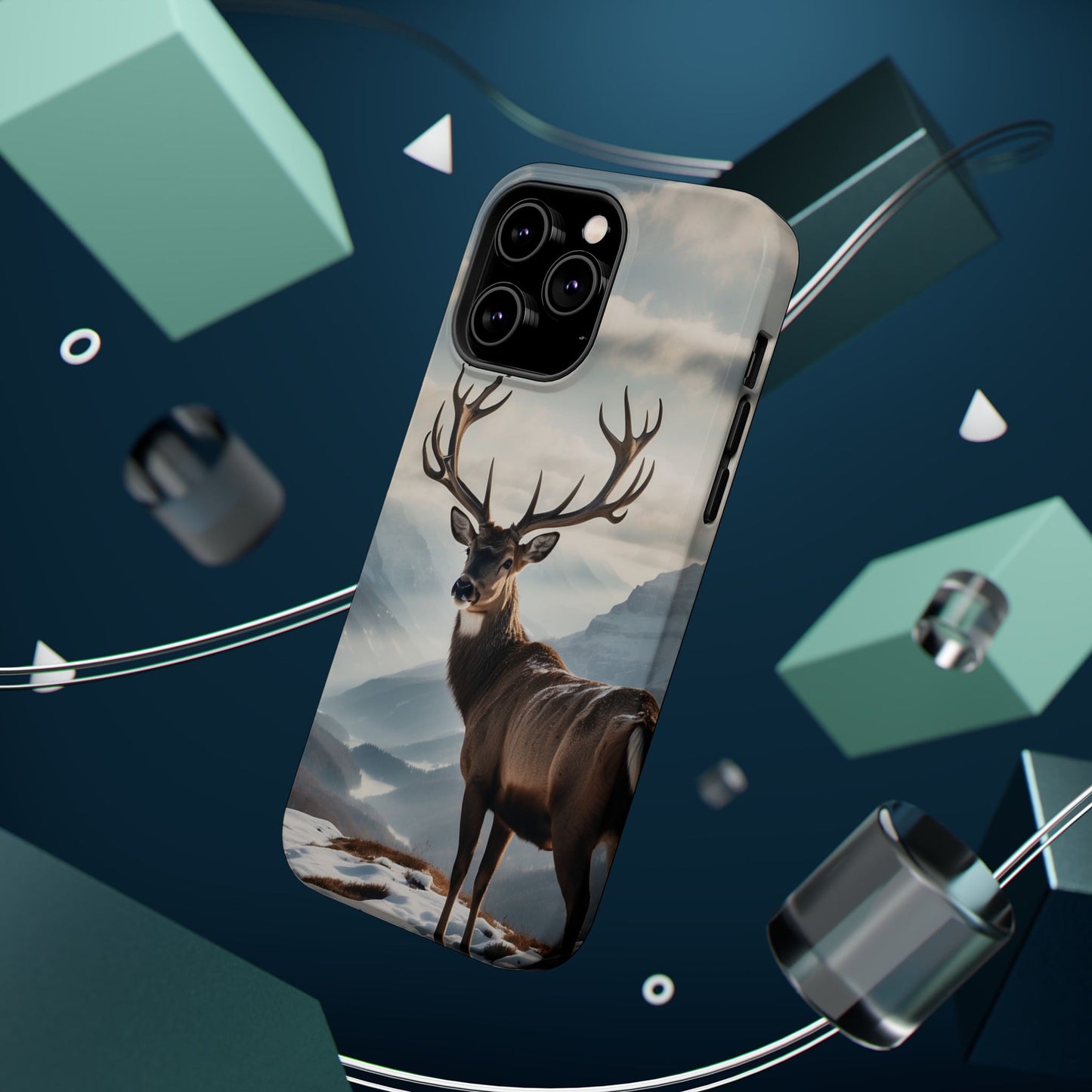 Alpine Majesty: Stag in Snow – MagSafe iPhone Case