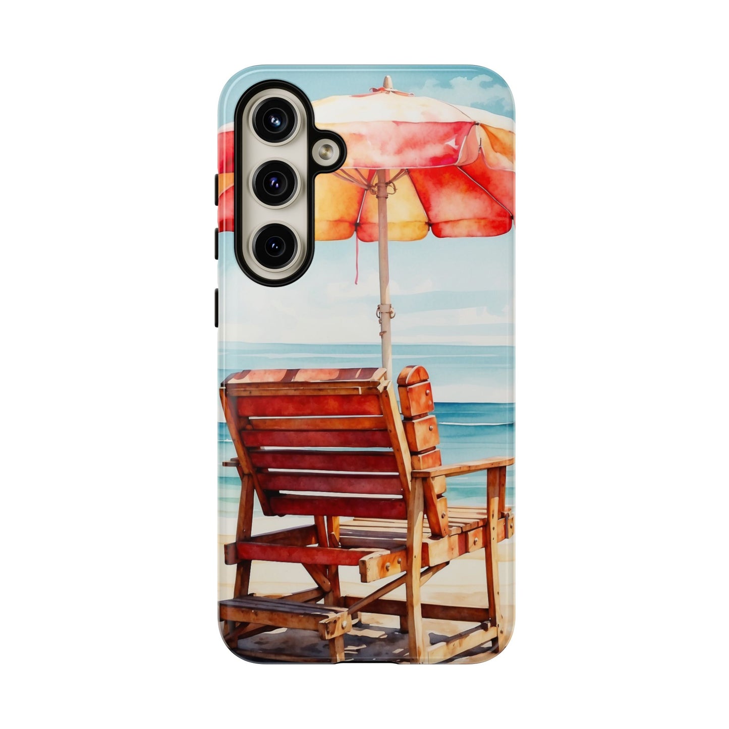 Beachfront Sunset Lounge Samsung Galaxy Case – Vibrant Watercolor Design