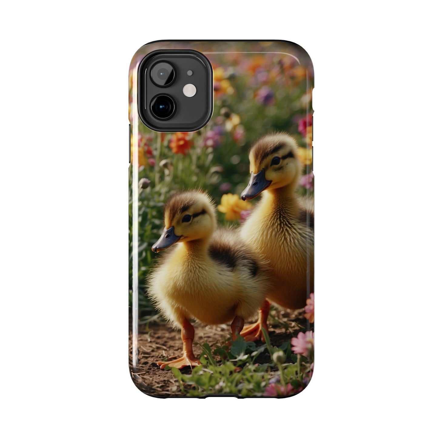 Charming Ducklings in Floral Garden - iPhone Case