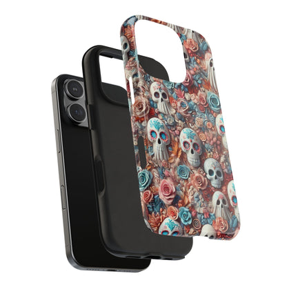 Day of the Dead Floral Skull iPhone Case - Colorful Protective Cover - Halloween Spooky Autumn Case