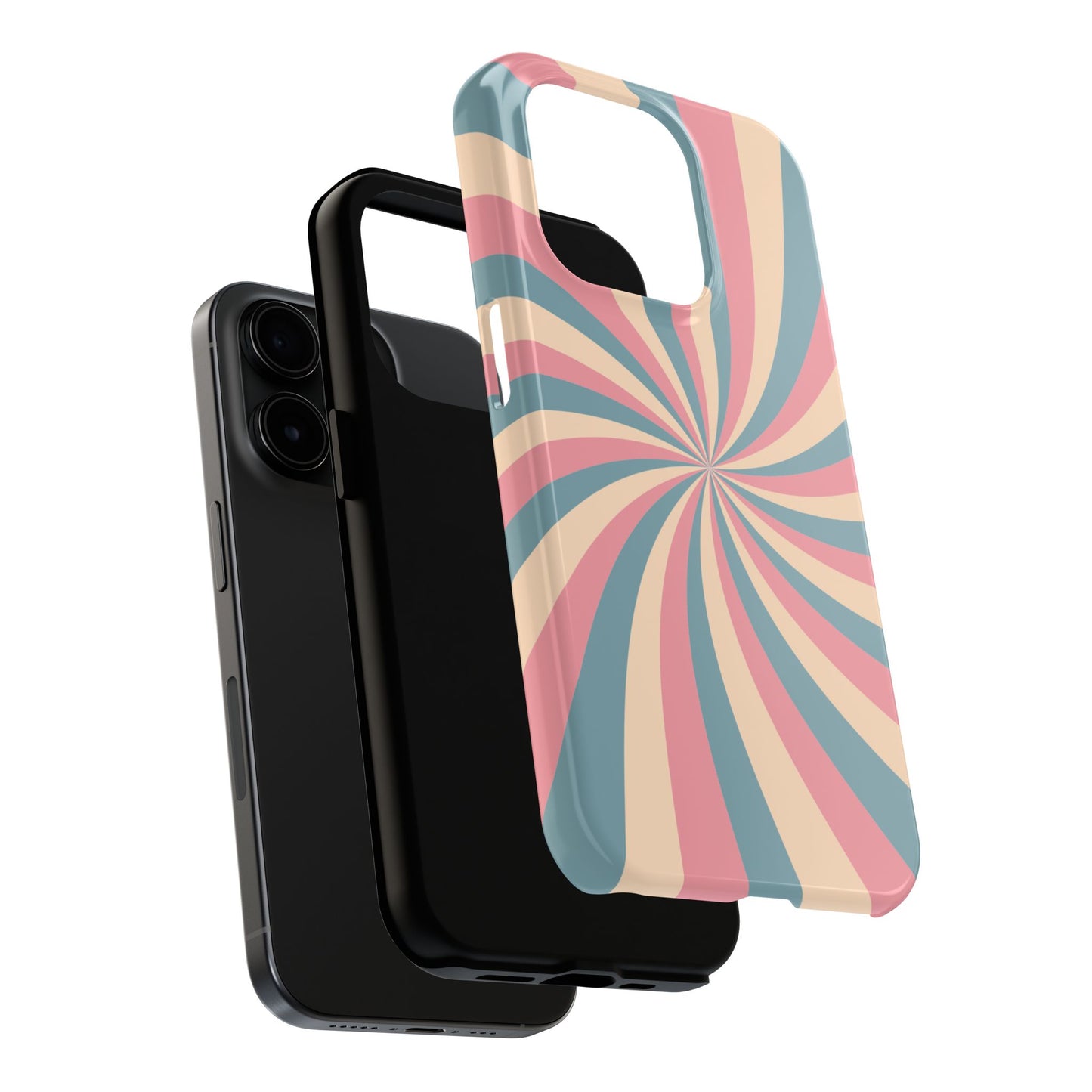 Vintage Pastel Swirl iPhone Case – Dual-Layer Protection with 70s-Inspired Design