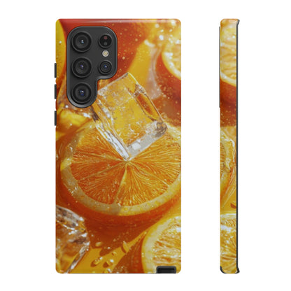 Citrus Orange Splash Samsung Galaxy Case – Dual-Layer Tough Protection, Vibrant Summer Design