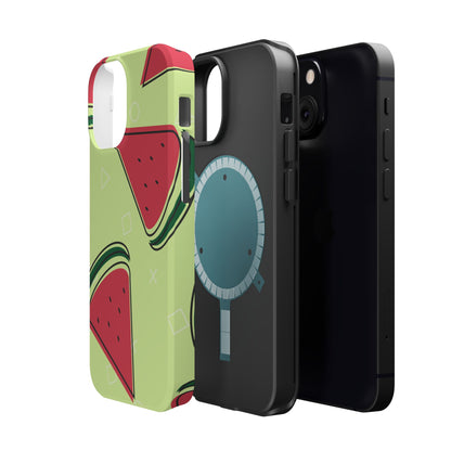 Watermelon Slice MagSafe iPhone Case – Fresh & Fun Design with Retro Geometric Pattern