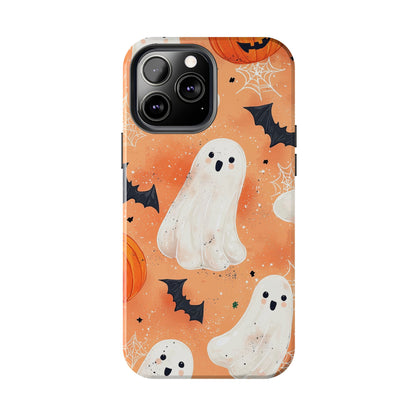 Spooky Cute Ghost iPhone Case – Halloween Ghosts, Pumpkins, Bats & Cobwebs Design