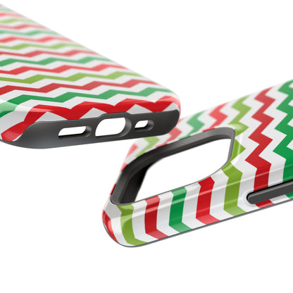 Vibrant Fiesta Chevron – Yellow Green, Green & Red Geometric MagSafe Case