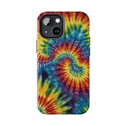 Retro Tie-Dye Swirl iPhone Case – Rainbow Spiral Design