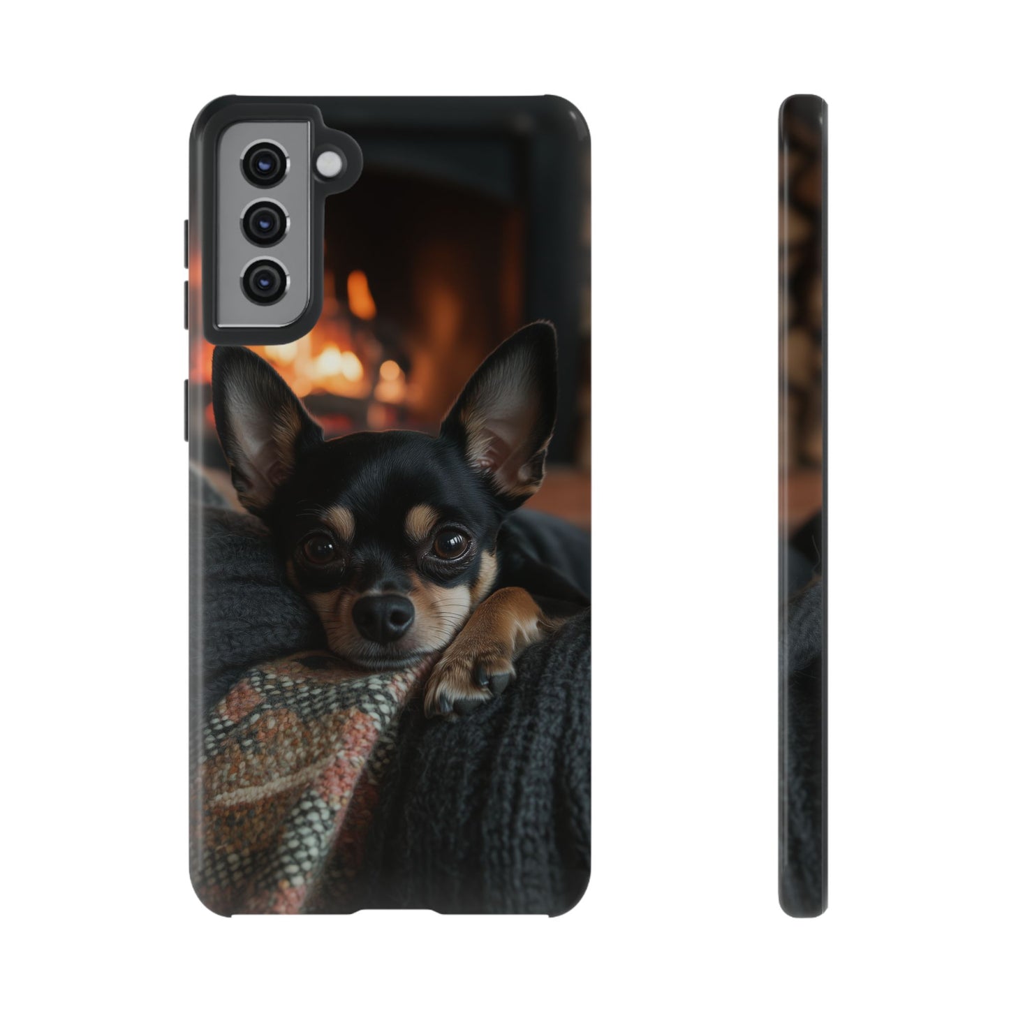 Cozy Chihuahua Fireplace Samsung Galaxy Case – Warm and Protective Design