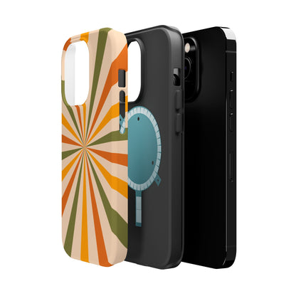 Retro Sunburst MagSafe iPhone Case – Bold Geometric Design, Durable Shockproof Protection