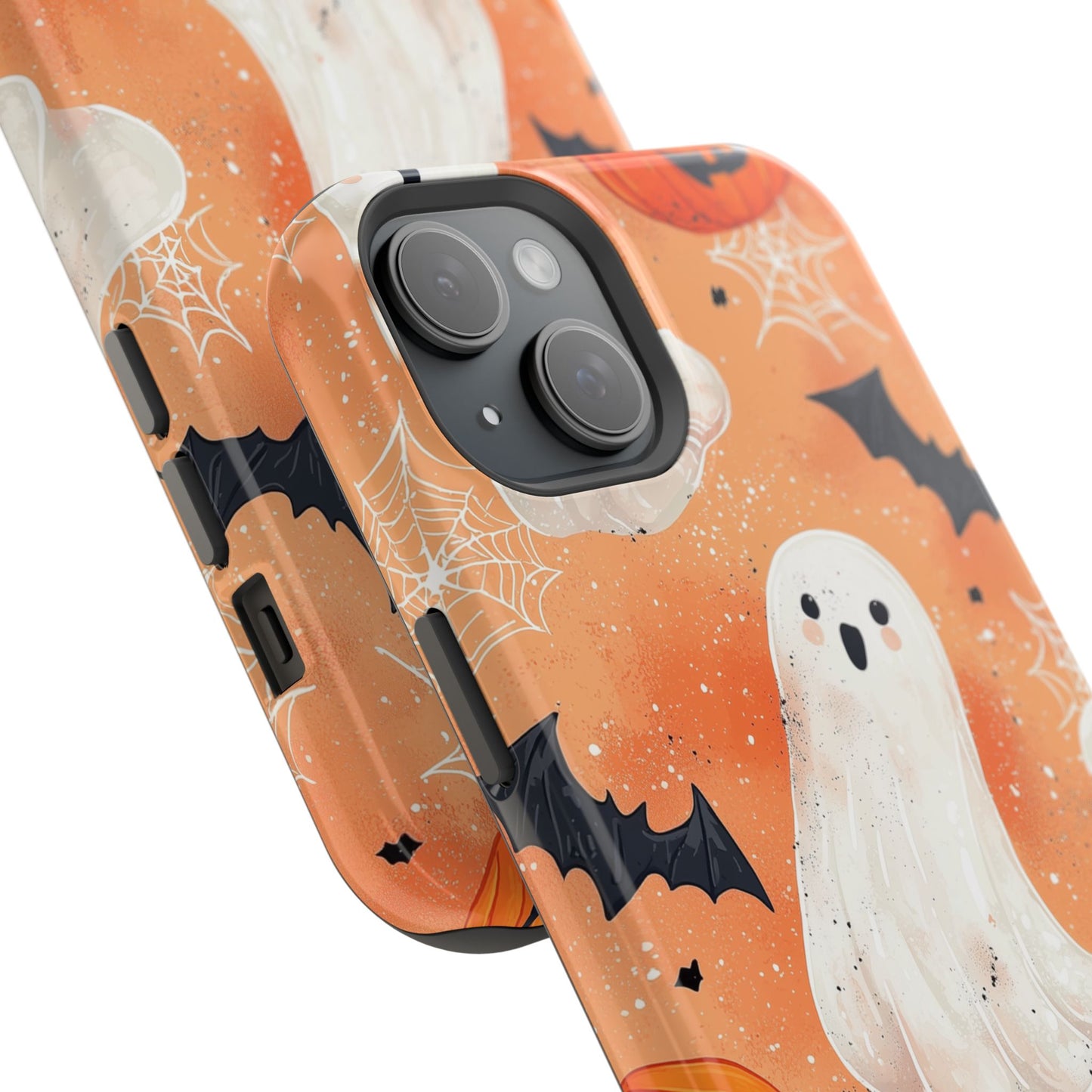 Spooky Cute Ghost MagSafe iPhone Case – Halloween Ghosts, Pumpkins, Bats & Cobwebs Design