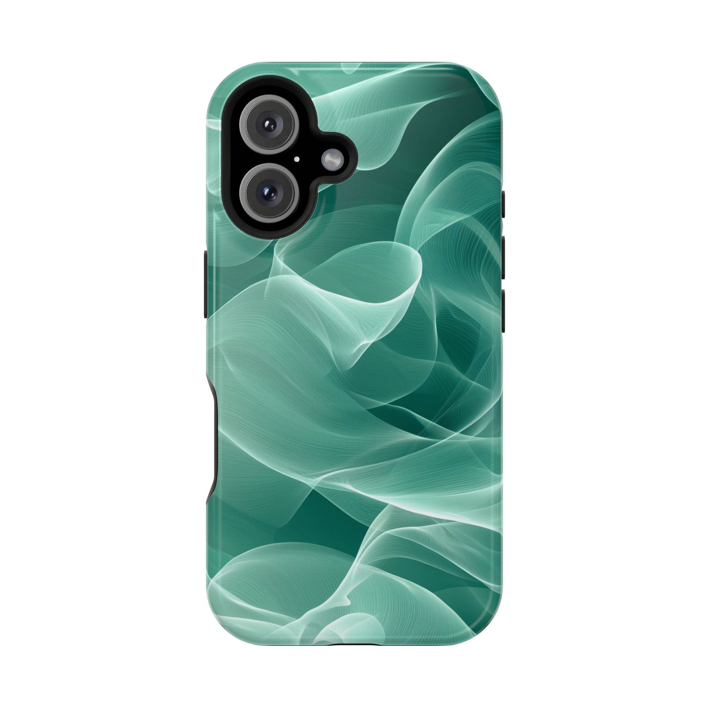 Emerald Flow MagSafe iPhone Case – Translucent Green Fabric-Inspired Design