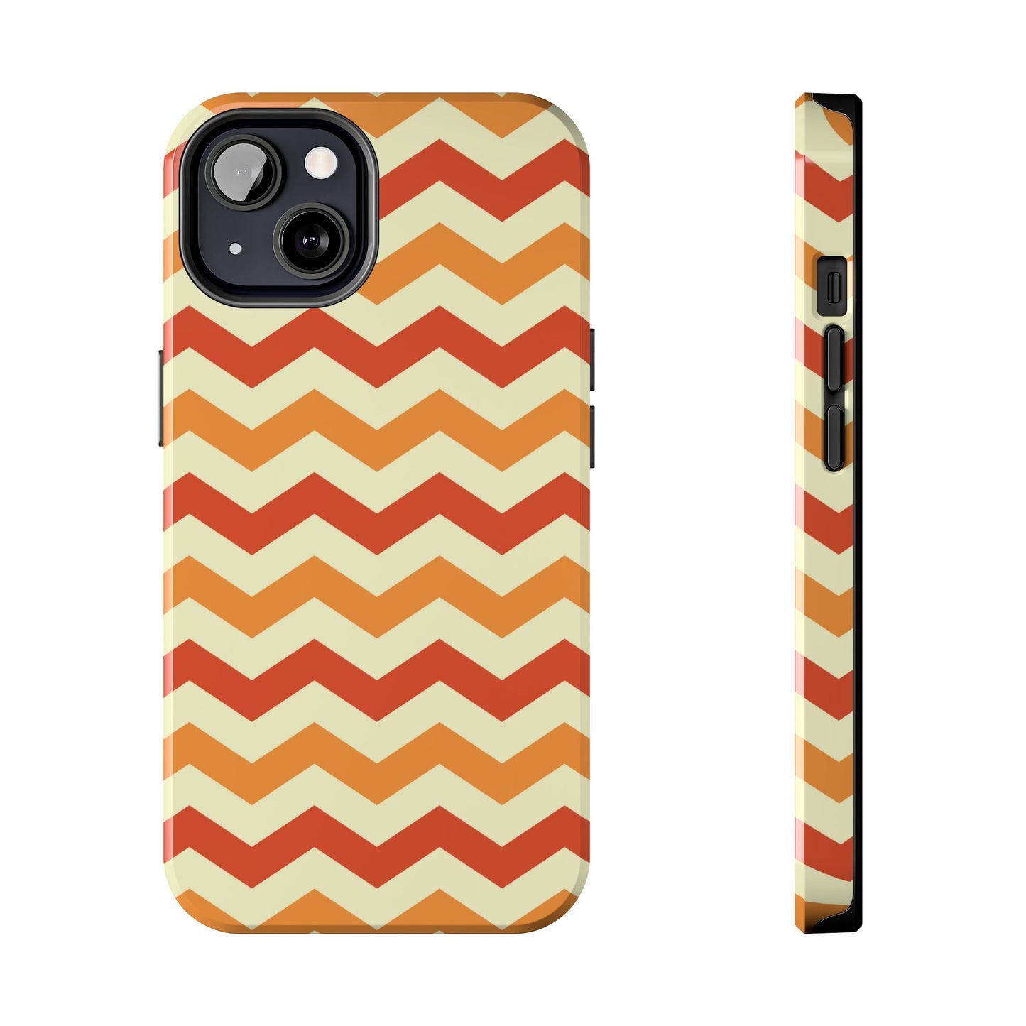 Warm Sunset Chevron – Orange, Red & Cream Geometric iPhone Case