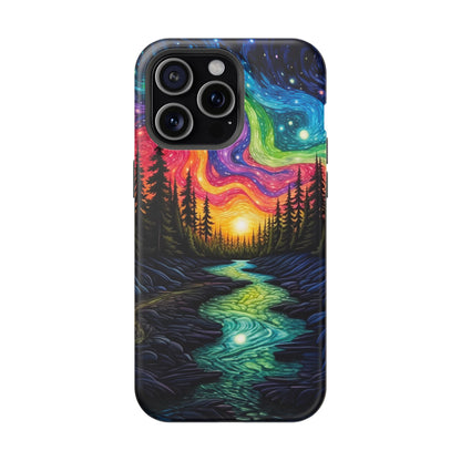 Celestial Nightscape MagSafe iPhone Case – Vibrant River and Starry Sky Design