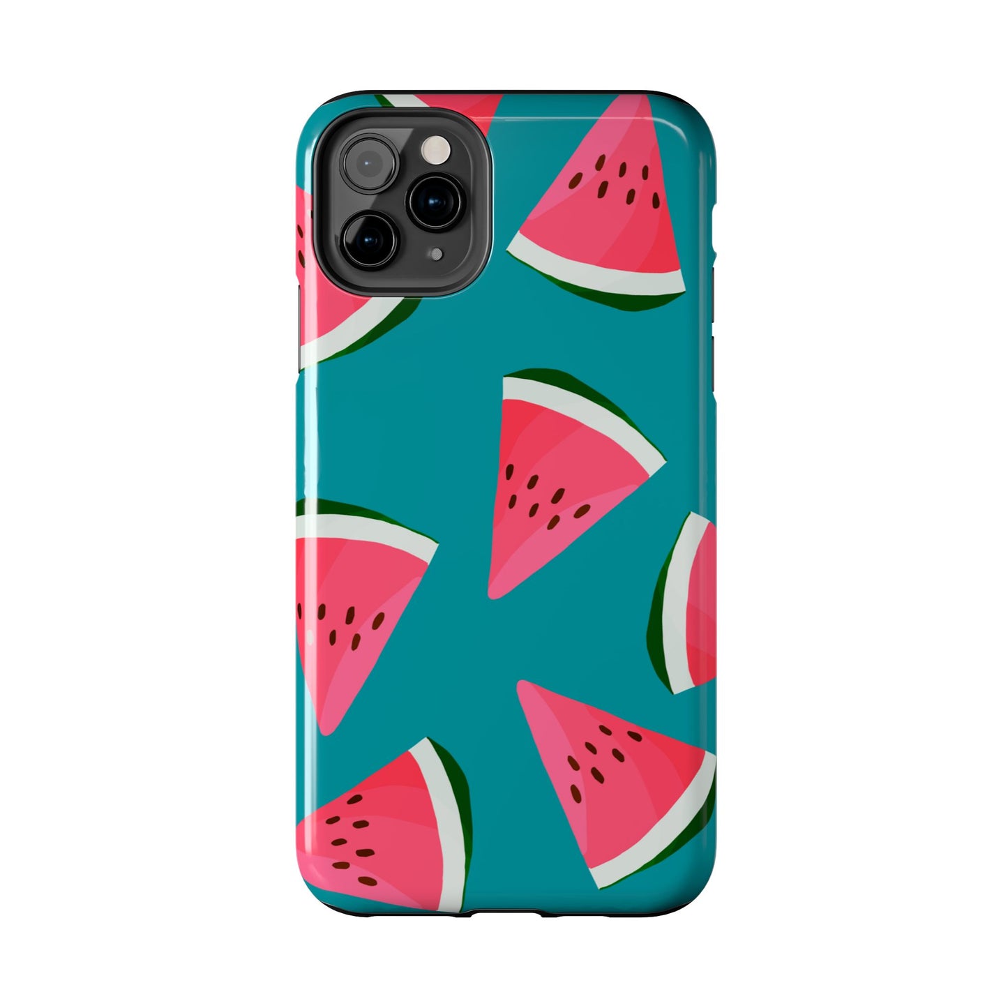 Watermelon Bliss iPhone Case – Vibrant Summer Fruit Design on Teal Background