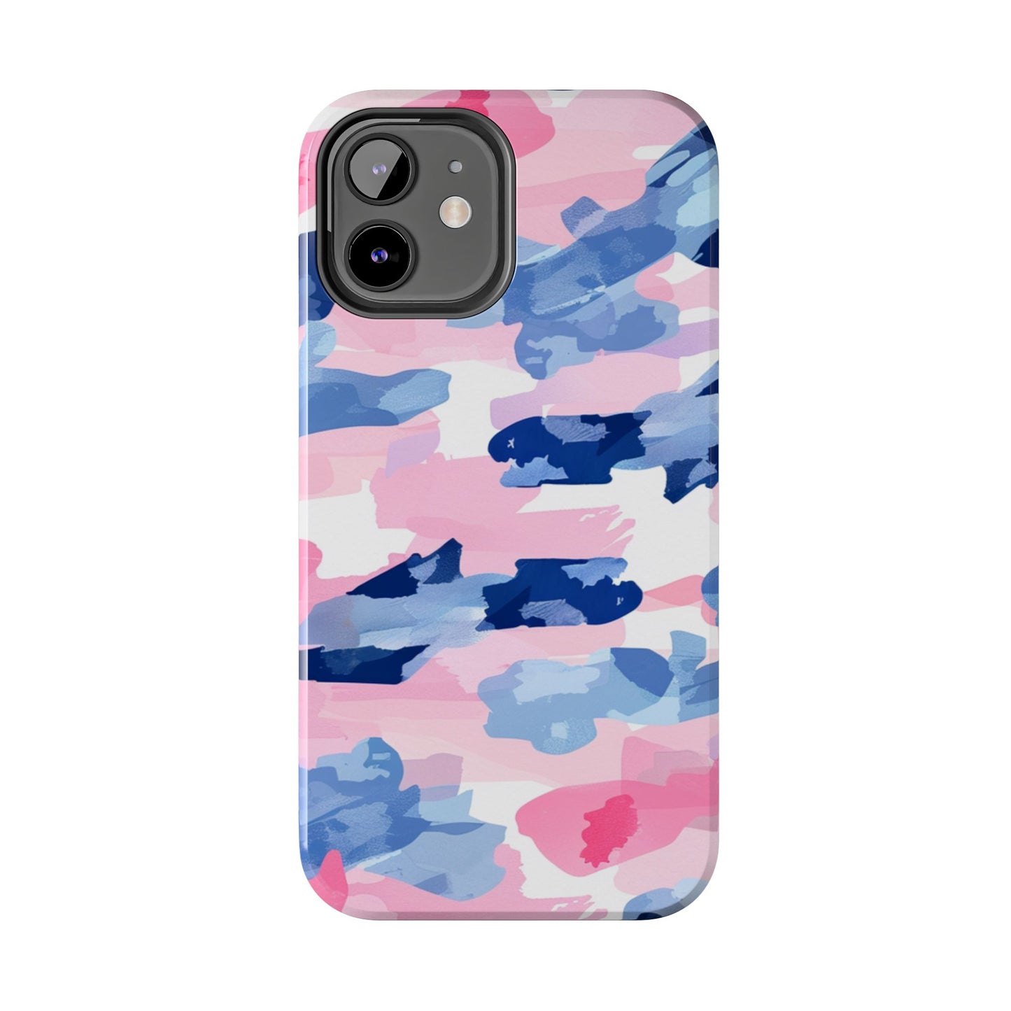 iPhone Case: Dynamic Pink & Navy Brushstroke Art