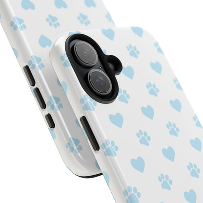 Light Blue Paw Prints & Hearts – iPhone Case for Animal Lovers