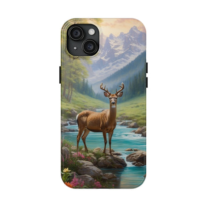 Alpine Serenity – Stag in Mountain Bliss iPhone Cases