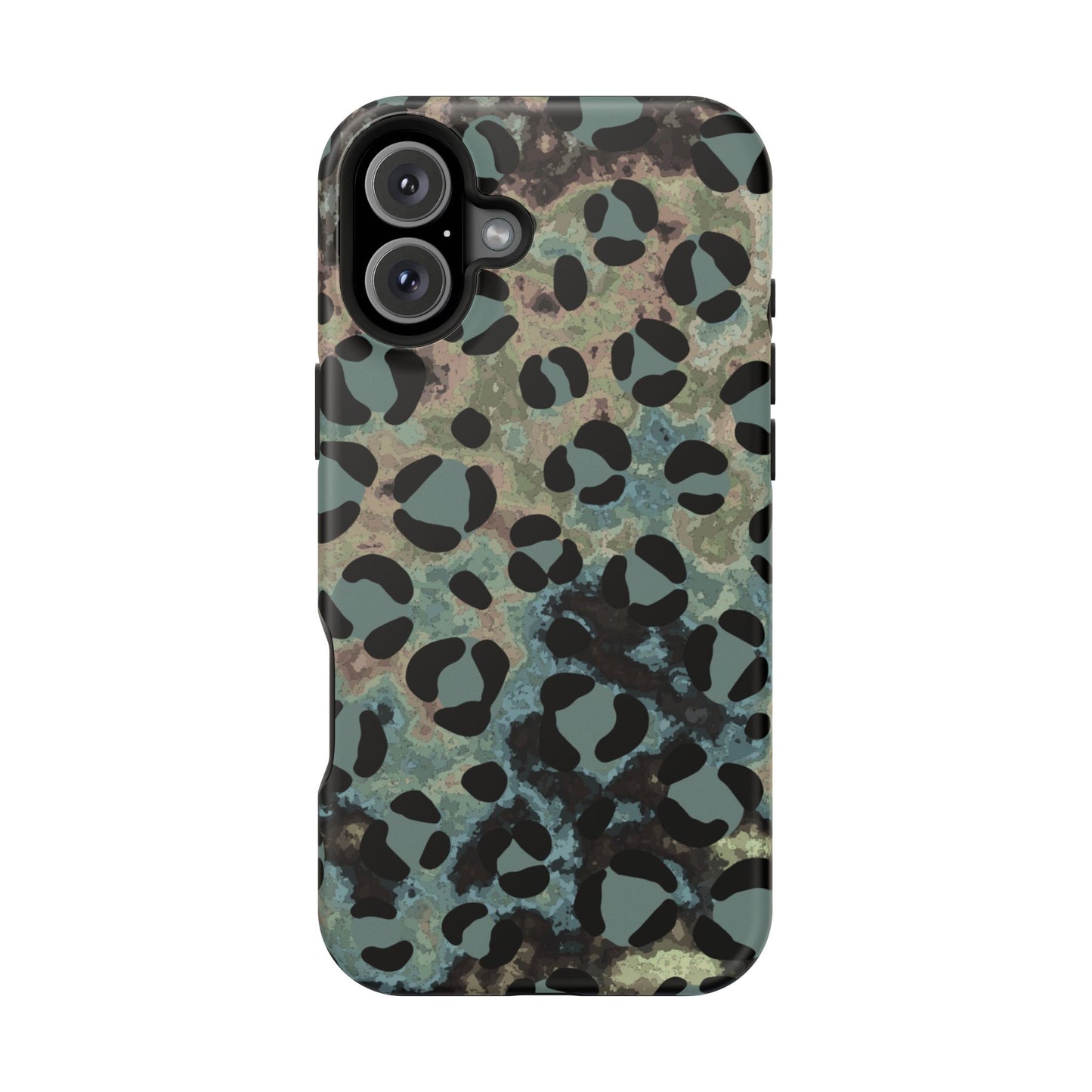 Moody Watercolor Leopard Print Tough MagSafe iPhone Case – Earthy Abstract Pattern with Dual-Layer Protection