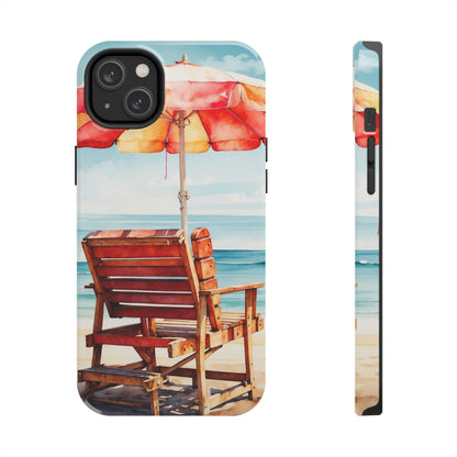 Beachfront Sunset Lounge iPhone Case – Vibrant Watercolor Design