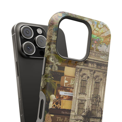 Whimsical Road Trip Collage MagSafe iPhone Case – Dual-Layer Protection with Vintage Art and Adventure Design