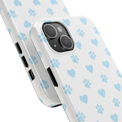 Light Blue Paw Prints & Hearts – iPhone Case for Animal Lovers