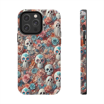 Day of the Dead Floral Skull iPhone Case - Colorful Protective Cover - Halloween Spooky Autumn Case