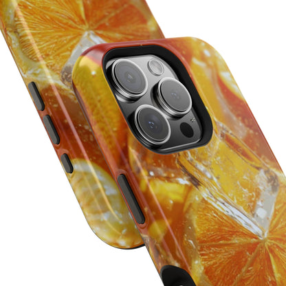 Citrus Orange Splash MagSafe iPhone Case – Dual-Layer Tough Protection, Vibrant Summer Design