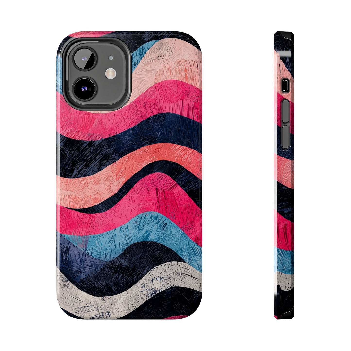 Abstract Wave Pattern iPhone Case – Shockproof, Matte Finish, Dual-Layer Protection