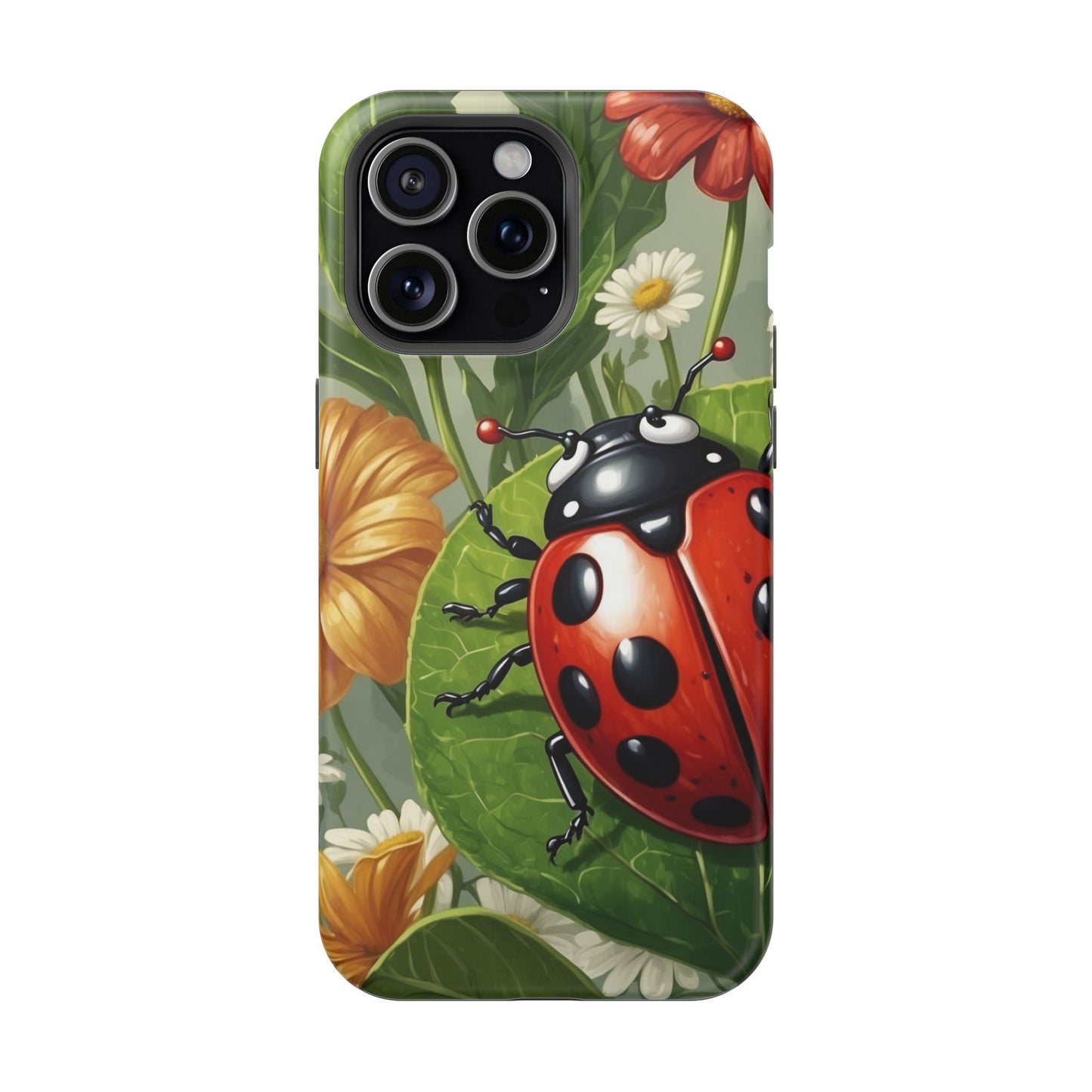 Ladybug Garden MagSafe iPhone Case – Whimsical Floral Design