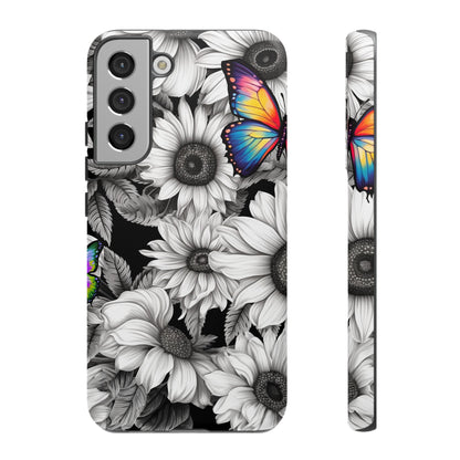 Rainbow Butterflies & Monochrome Sunflowers – Samsung Galaxy Case