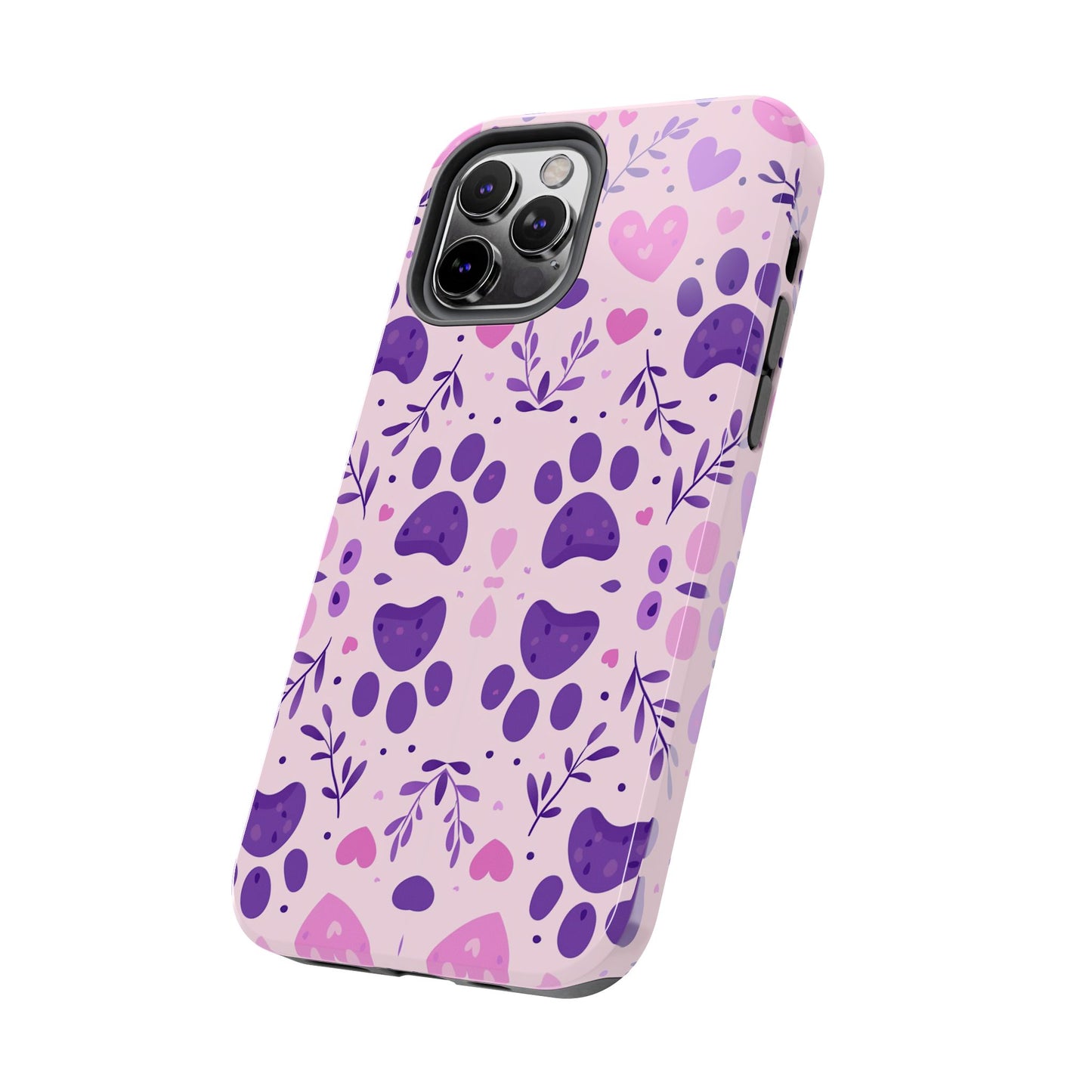 Pastel Paw Print iPhone Case - Cute Pet-Themed Floral Protective Cover