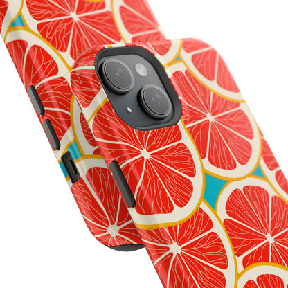 Ruby Grapefruit Pop Tough MagSafe iPhone Case – Vibrant Citrus Design, Shock-Resistant Protection