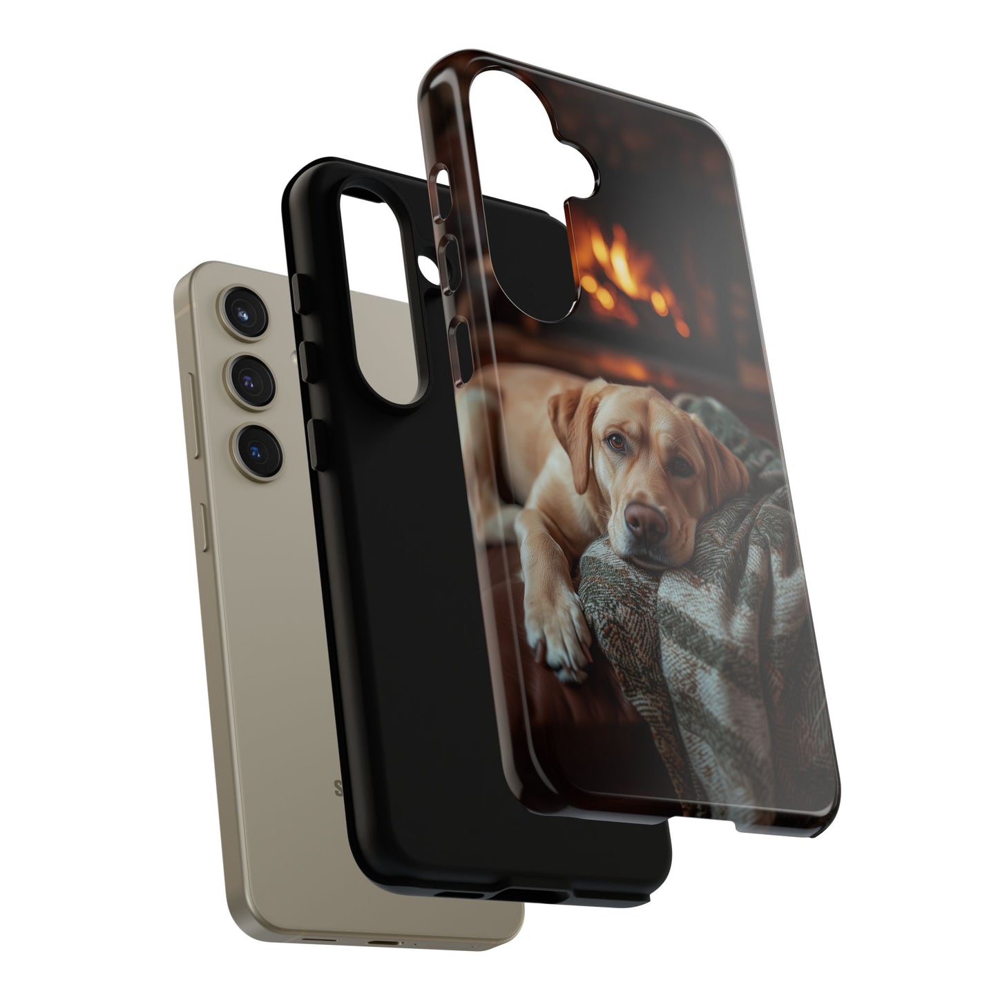 Cozy Labrador by Fireplace Samsung Galaxy Case – Rustic Cabin Protective Cover