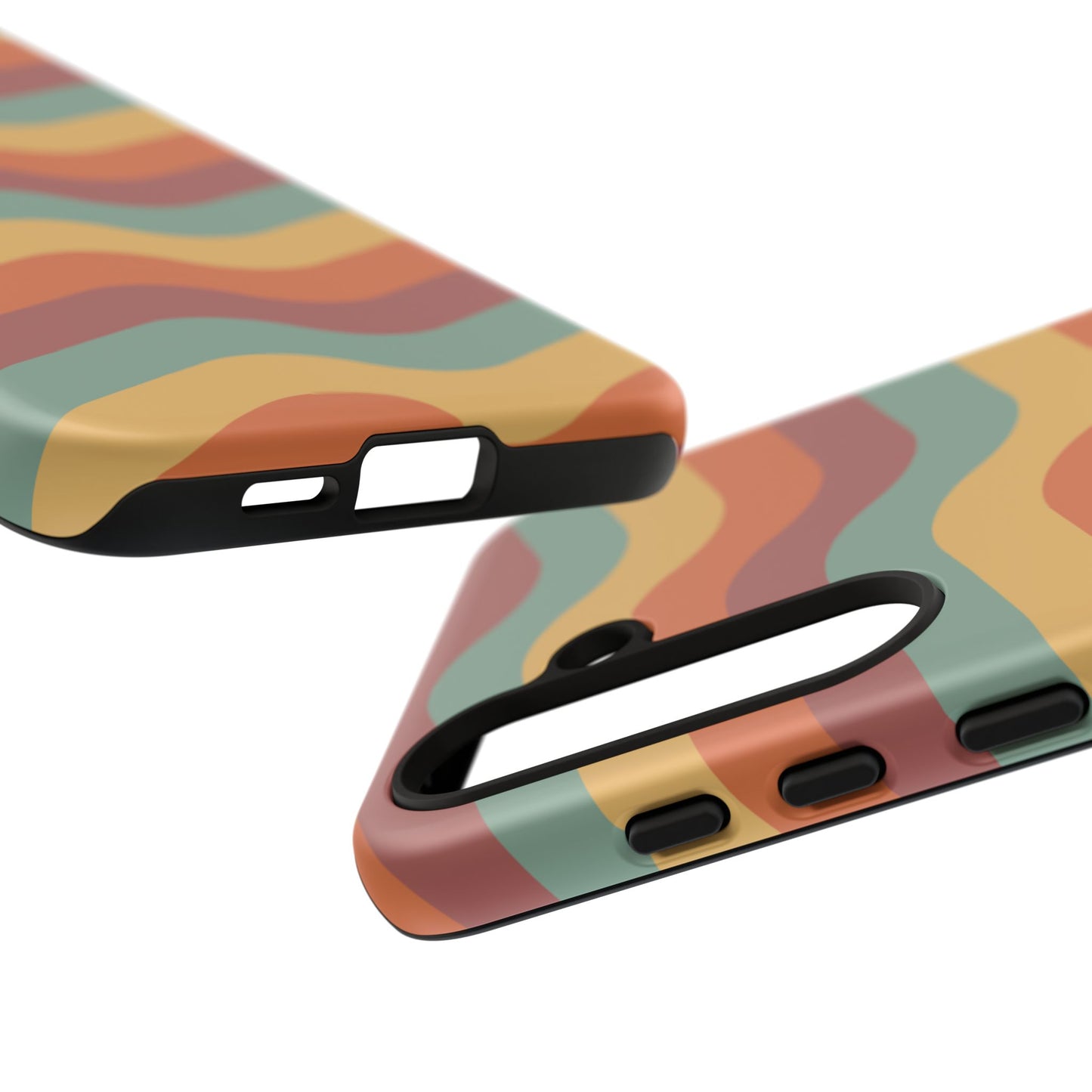 Retro Vibe Wavy Stripes Samsung Galaxy Case – 70s-Inspired in Teal, Orange, and Rust