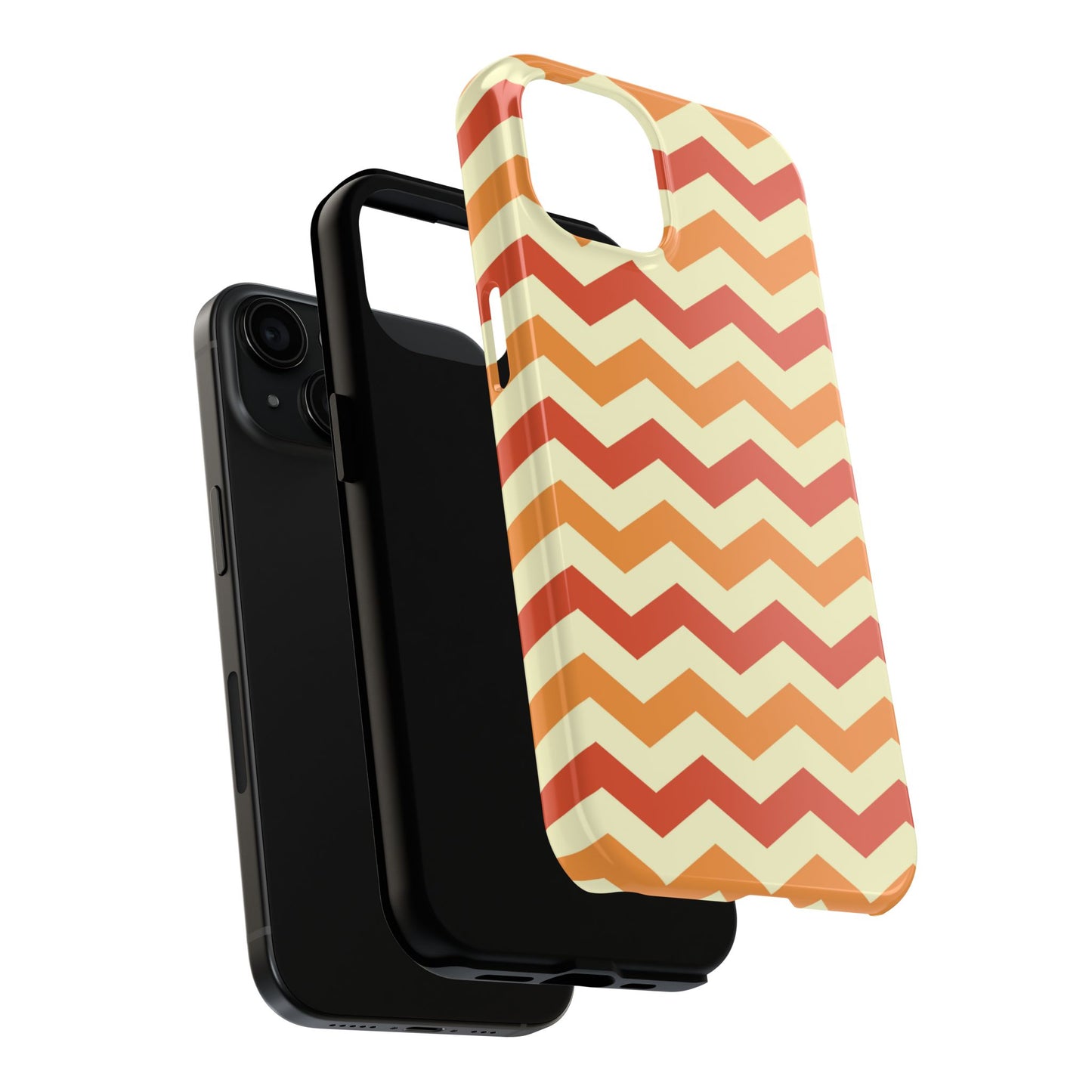 Warm Sunset Chevron – Orange, Red & Cream Geometric iPhone Case