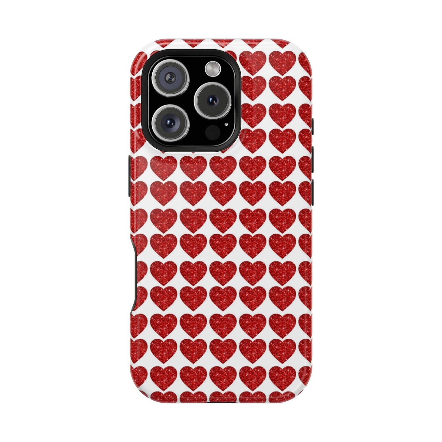 Red Glitter Hearts Charm MagSafe Case