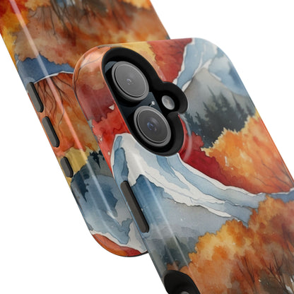 Autumn Mountain Forest Watercolor - MagSafe iPhone Case