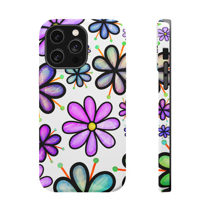 Whimsical Lavender Floral MagSafe iPhone Case – Ultra-Slim, High-Gloss Finish